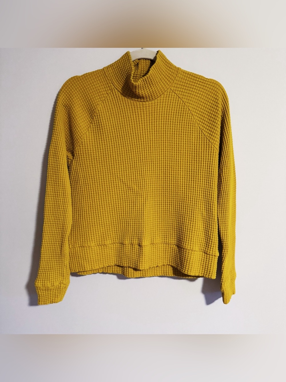 The North Face - Mustard Mock Neck Waffle Long Sleeve Top
